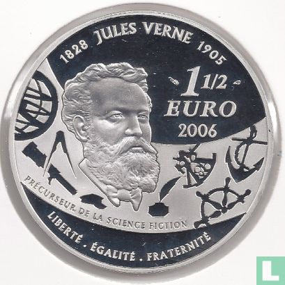 France 1½ euro 2006 (PROOF) "100th anniversary Death of Jules Verne - five weeks in a balloon" - Image 1