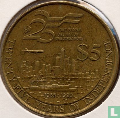 Singapour 5 dollars 1990 "25th anniversary of Independence" - Image 2