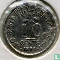 Ceylon 10 cents 1892 - Afbeelding 1