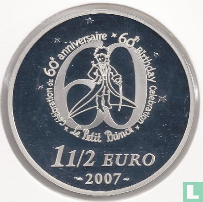 Frankrijk 1½  euro 2007 (PROOF) "60 years of the Little Prince - the Little Prince and the fox" - Afbeelding 1