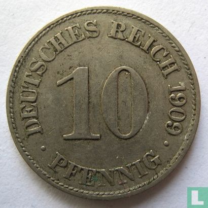Empire allemand 10 pfennig 1909 (E) - Image 1