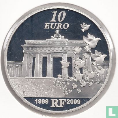 Frankrijk 10 euro 2009 (PROOF) "20th Anniversary of the Fall of the Berlin Wall" - Afbeelding 2
