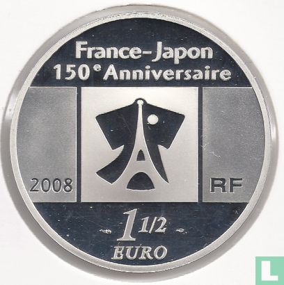 Frankrijk 1½ euro 2008 (PROOF) "150 years of diplomatic relations between France and Japan - French painting" - Afbeelding 1