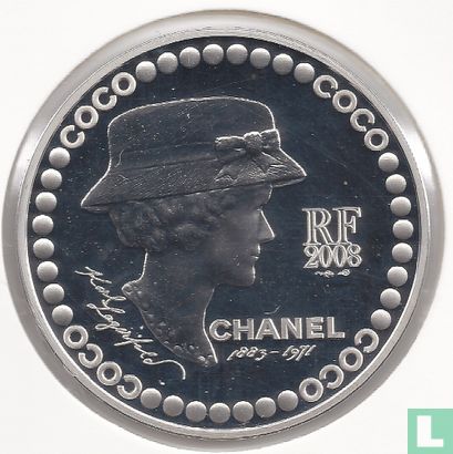 Frankrijk 5 euro 2008 (PROOF - zilver 900‰) "125th anniversary of the birth of Gabrielle 'Coco' Chanel" - Afbeelding 1