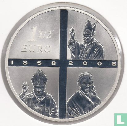 Frankreich 1½ Euro 2008 (PP) "150th anniversary Apparitions of the Virgin Mary in Lourdes" - Bild 2