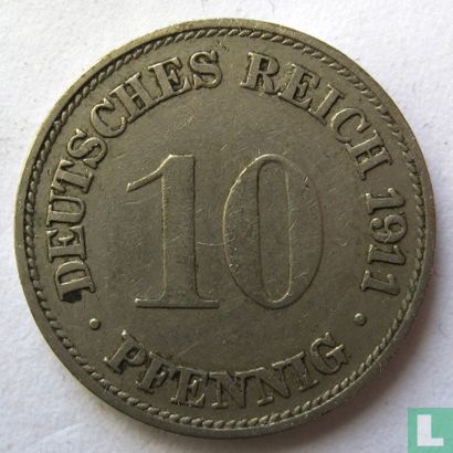Duitse Rijk 10 pfennig 1911 (G) - Afbeelding 1
