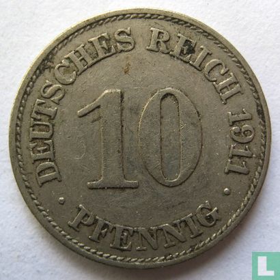 Empire allemand 10 pfennig 1911 (E) - Image 1