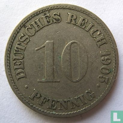 Empire allemand 10 pfennig 1905 (G) - Image 1