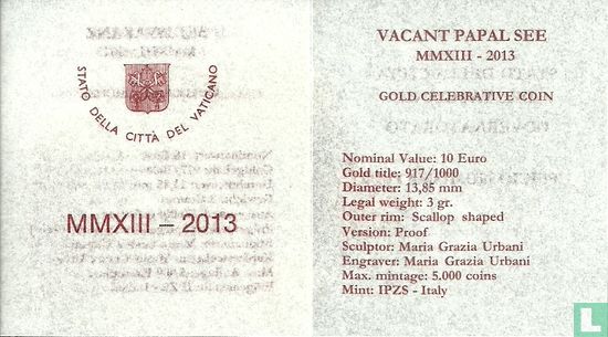 Vatican 10 euro 2013 (PROOF) "Sede Vacante" - Image 3