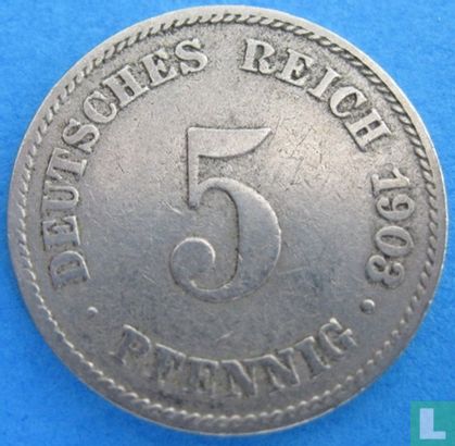 Empire allemand 5 pfennig 1903 (J) - Image 1