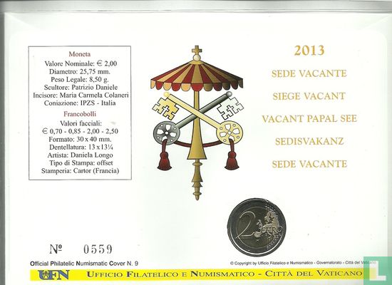 Vatican 2 euro 2013 (Numisbrief) "Sede Vacante" - Image 2