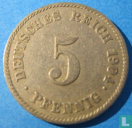 Empire allemand 5 pfennig 1904 (J) - Image 1