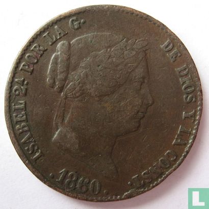 Spanje 25 centimos 1860 - Afbeelding 1