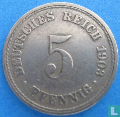 Duitse Rijk 5 pfennig 1903 (F) - Afbeelding 1