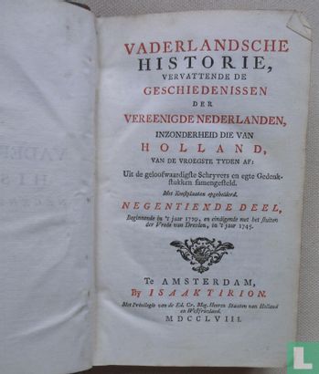 Vaderlandsche Historie, vervattende de Geschiedenissen der nu Vereenigde Nederlanden inzonderheid die van Holland, van de vroegste tyden  - Bild 1