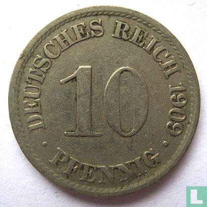 Empire allemand 10 pfennig 1909 (A) - Image 1