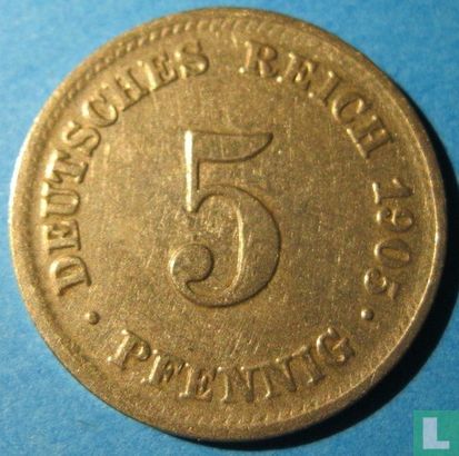 Duitse Rijk 5 pfennig 1905 (D) - Afbeelding 1