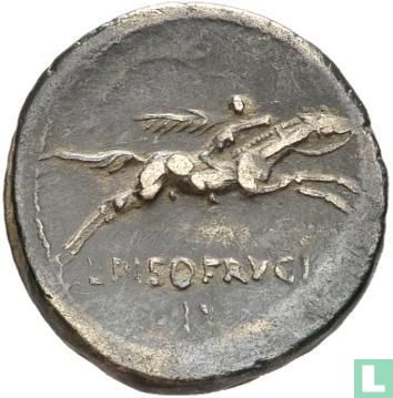 Roman Republic, l. Calpurnius Piso Frugi, AR Denarius Rome 90 BC - Image 1