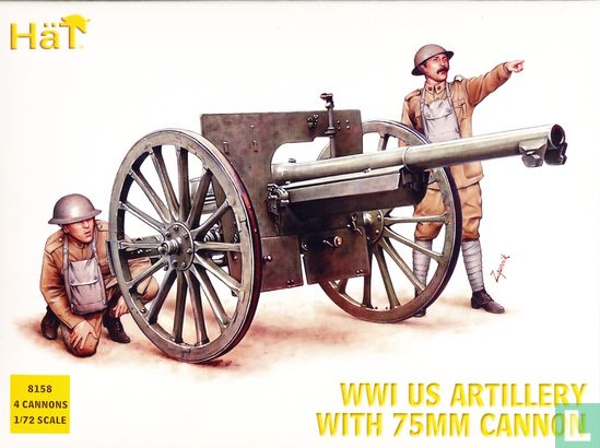 WWI US artillery with 75 mm cannon - Image 1