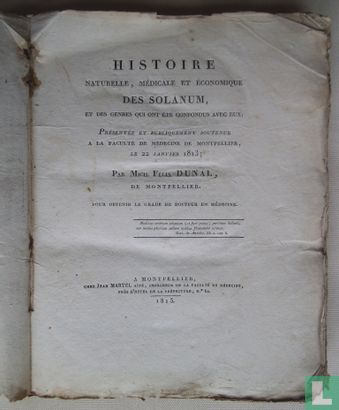Histoire Naturelle, Medicale et Economique des Solanum et des genres qui ont été confondus avec eux - Image 1