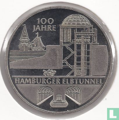 Duitsland 10 euro 2011 "100th anniversary Elbe Tunnel - Hamburg" - Afbeelding 2