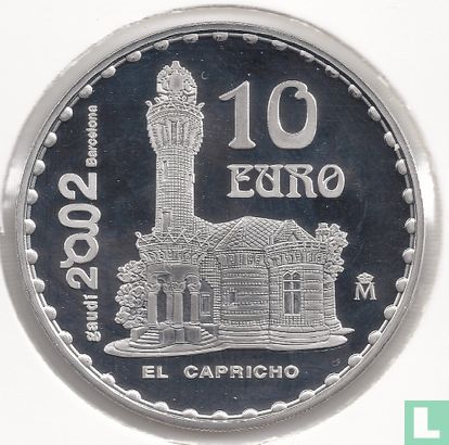 Spanje 10 euro 2002 (PROOF) "150th anniversary of the birth of Antoni Gaudi - El Capricho palace" - Afbeelding 1
