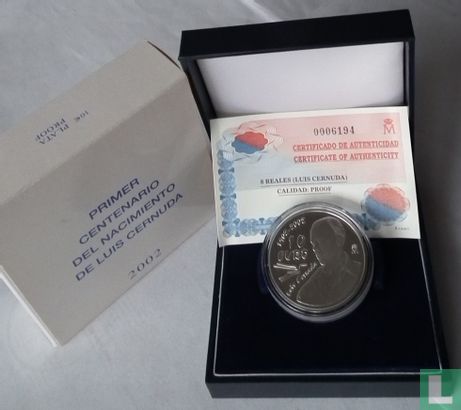 Spain 10 euro 2002 (PROOF) "100th anniversary of the birth of the poet Luis Cernuda" - Image 3