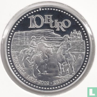 Spanje 10 euro 2002 (PROOF) "200 years Annexation of Minorca by Spain" - Afbeelding 2