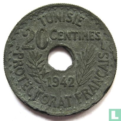 Tunesië 20 centimes 1942 (AH1361) - Afbeelding 1