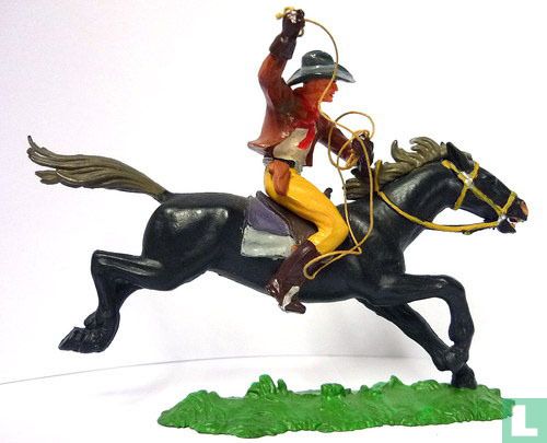 Cowboy te paard met lasso  - Afbeelding 2