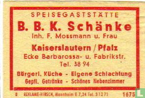 Speisegaststätte B.B.K.Schänke - F.Mossmann