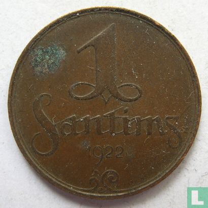 Lettonie 1 santims 1922 - Image 1