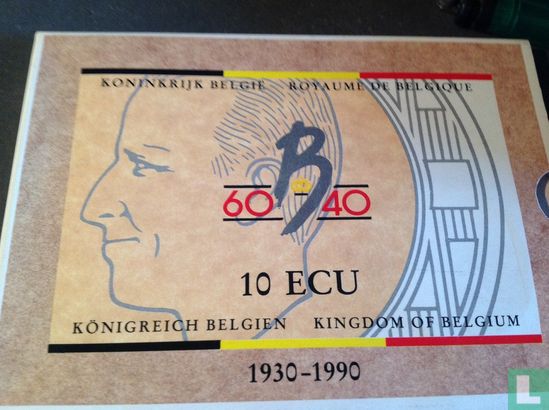 België 10 ecu 1990 (PROOF - folder) "60th birthday of King Baudouin" - Afbeelding 1