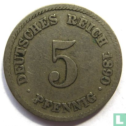 Empire allemand 5 pfennig 1890 (G) - Image 1