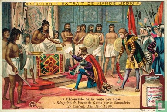 Réception de Vasco da Gama por le Samudrin de Calicut. Fin mai 1498