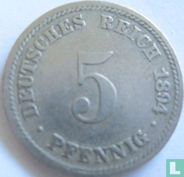 Empire allemand 5 pfennig 1894 (D) - Image 1