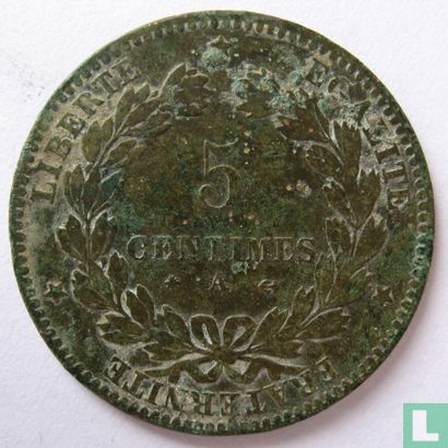 France 5 centimes 1879 (ancre avec barre) - Image 2