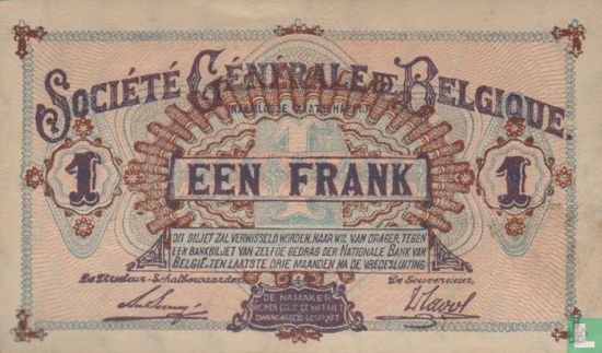 België 1 Frank 1917 - Afbeelding 2