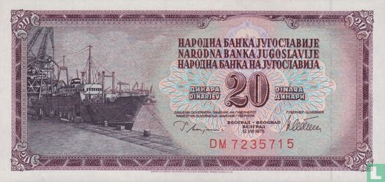 Yugoslavia 20 Dinara 1978 - Image 1