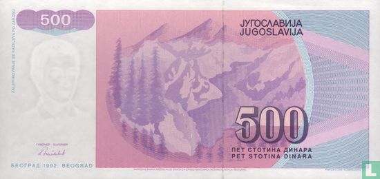 Yugoslavia 500 Dinara 1992 - Image 2
