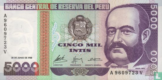 Peru 5000 Intis 1988 - Afbeelding 1