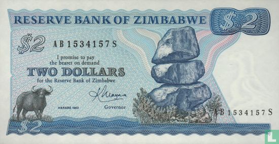 Zimbabwe 2 Dollars 1983 - Afbeelding 1