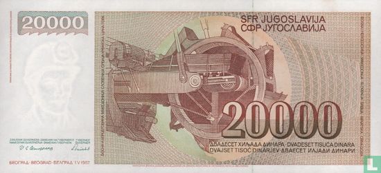 Jugoslawien 20.000 Dinara 1987 - Bild 2