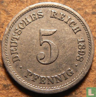 Empire allemand 5 pfennig 1898 (F) - Image 1