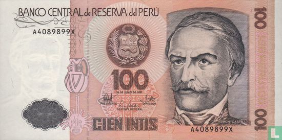 Pérou 100 Intis - Image 1