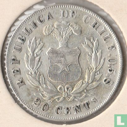 Chile 20 centavos 1879 (type 2) - Image 2