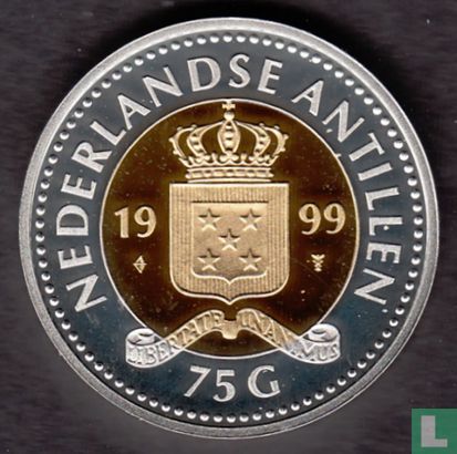 Netherlands Antilles 75 gulden 1999 (PROOF) "500th anniversary of the discovery of Curaçao" - Image 1