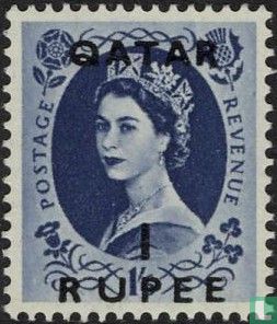 Koningin Elizabeth II, met opdruk