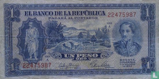 Colombia 1 Peso Oro 1953 - Afbeelding 1