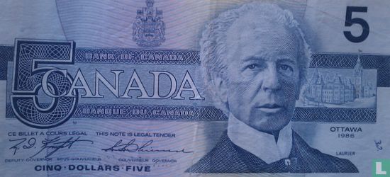 Canada 5 Dollar 1986 - Afbeelding 1